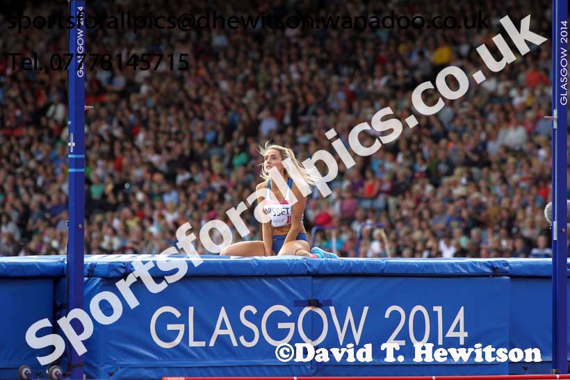 Disapointment for Jayne Nisbet (Scotland) in the high jump at the Commonwealth Games, Glasgow. Photo: David T. Hewitson/Sports for All Pics